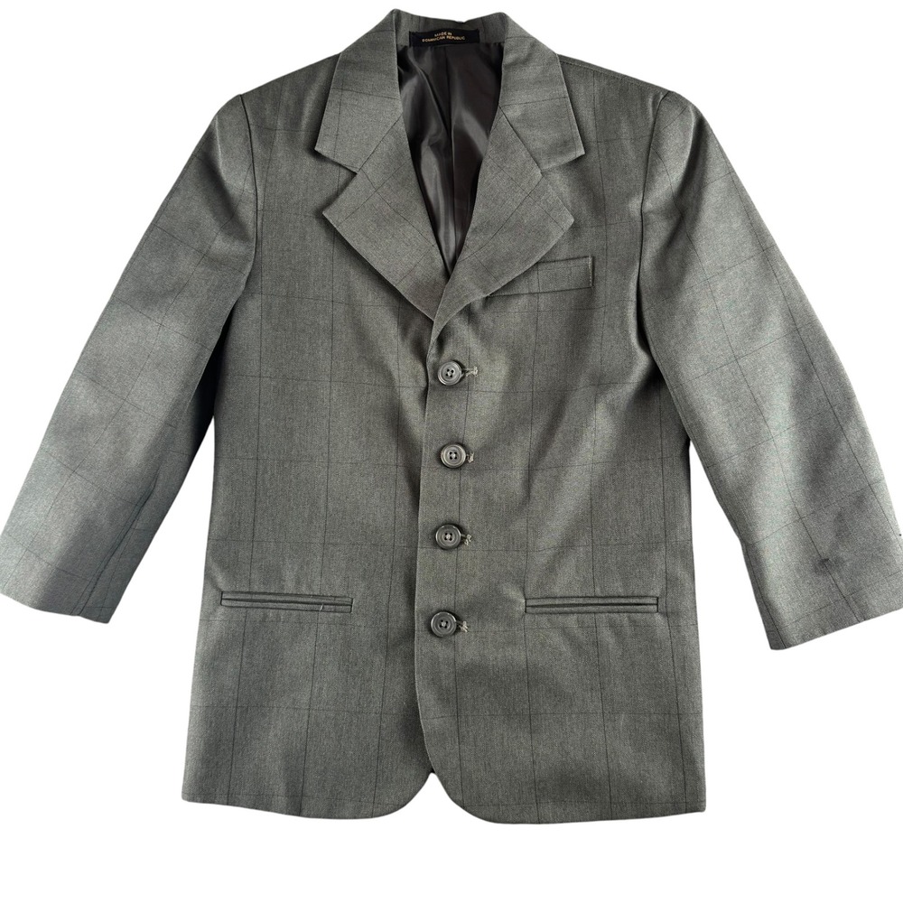 Amherst Collection Boys‎ Size 8 Grey Windowpane 4-Button Blazer Jacket H831190L